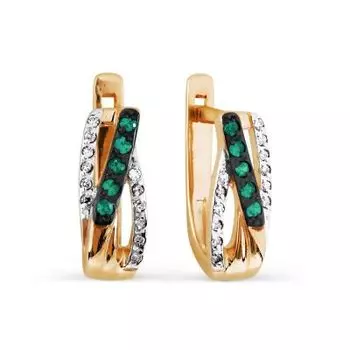 Серьги с изумрудами и бриллиантами Линии Любви