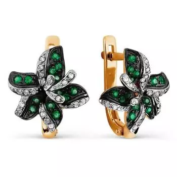 Серьги с изумрудами и бриллиантами Линии Любви