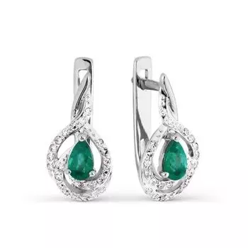 Серьги с изумрудами и бриллиантами Линии Любви
