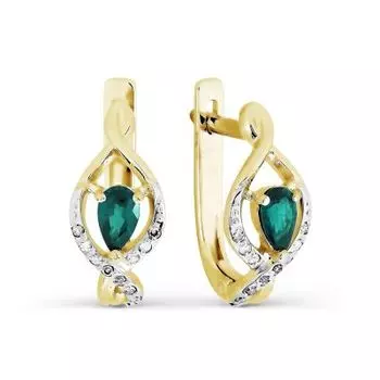 Серьги с изумрудами и бриллиантами Линии Любви