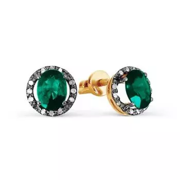 Серьги с изумрудами и бриллиантами Линии Любви