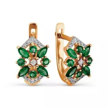 Серьги с изумрудами и бриллиантами Линии Любви
