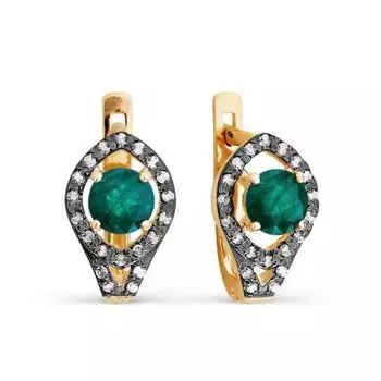 Серьги с изумрудами и бриллиантами Линии Любви