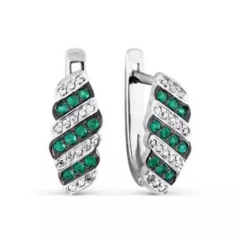 Серьги с изумрудами и бриллиантами Линии Любви