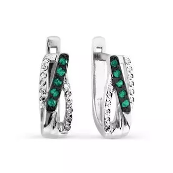 Серьги с изумрудами и бриллиантами Линии Любви