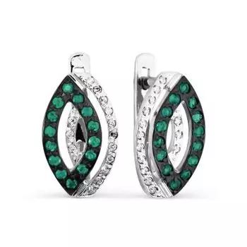 Серьги с изумрудами и бриллиантами Линии Любви