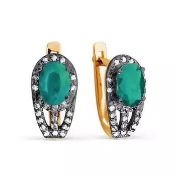 Серьги с изумрудами и бриллиантами Линии Любви
