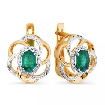 Серьги с изумрудами и бриллиантами Линии Любви