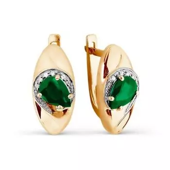 Серьги с изумрудами и бриллиантами Линии Любви