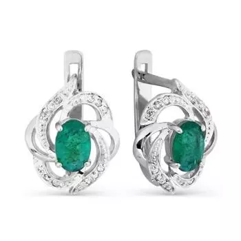 Серьги с изумрудами и бриллиантами Линии Любви