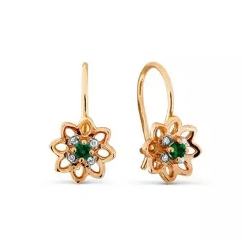 Серьги с изумрудами и бриллиантами Линии Любви