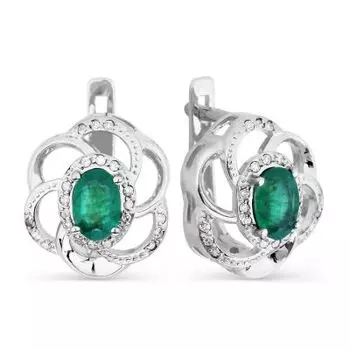 Серьги с изумрудами и бриллиантами Линии Любви