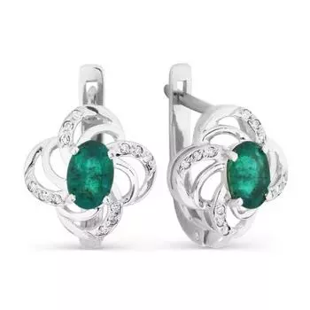 Серьги с изумрудами и бриллиантами Линии Любви