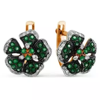 Серьги с изумрудами и бриллиантами Линии Любви