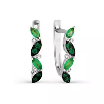 Серьги с изумрудами и бриллиантами Линии Любви