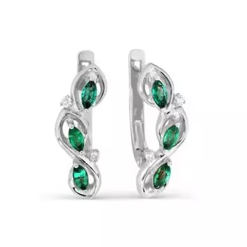 Серьги с изумрудами и бриллиантами Линии Любви