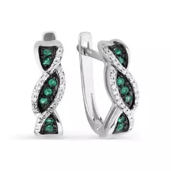 Серьги с изумрудами и бриллиантами Линии Любви