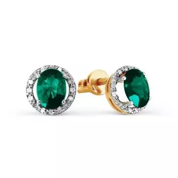 Серьги с изумрудами и бриллиантами Линии Любви