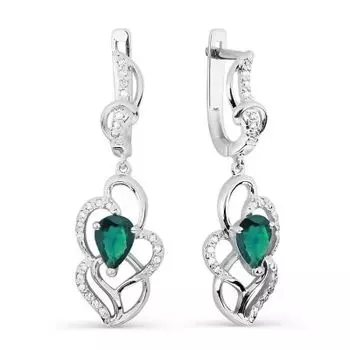 Серьги с изумрудами и бриллиантами Линии Любви