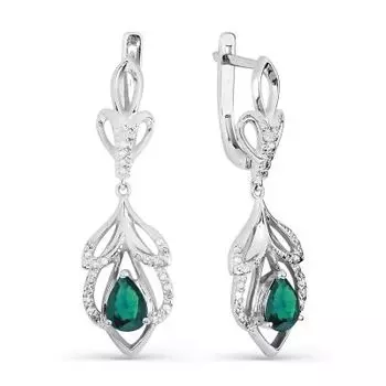 Серьги с изумрудами и бриллиантами Линии Любви