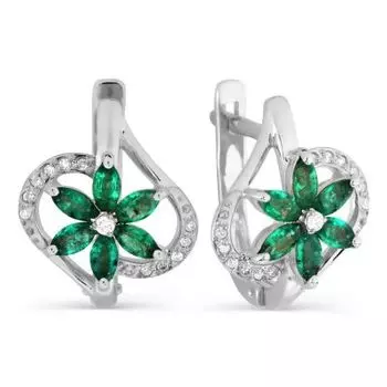 Серьги с изумрудами и бриллиантами Линии Любви