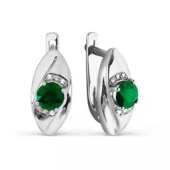 Серьги с изумрудами и бриллиантами Линии Любви