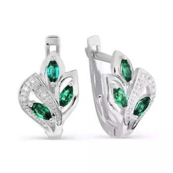Серьги с изумрудами и бриллиантами Линии Любви