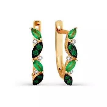 Серьги с изумрудами и бриллиантами Линии Любви