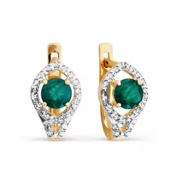 Серьги с изумрудами и бриллиантами Линии Любви