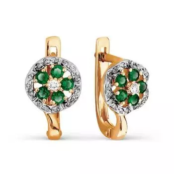 Серьги с изумрудами и бриллиантами Линии Любви