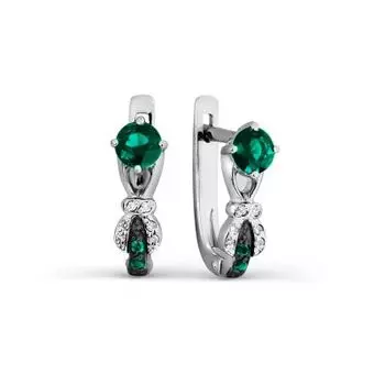 Серьги с изумрудами и бриллиантами Линии Любви