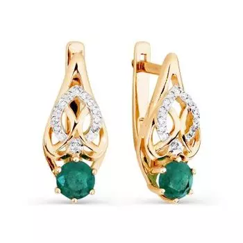 Серьги с изумрудами и бриллиантами Линии Любви