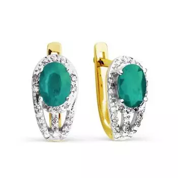 Серьги с изумрудами и бриллиантами Линии Любви