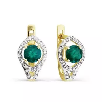 Серьги с изумрудами и бриллиантами Линии Любви