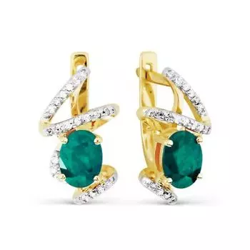 Серьги с изумрудами и бриллиантами Линии Любви