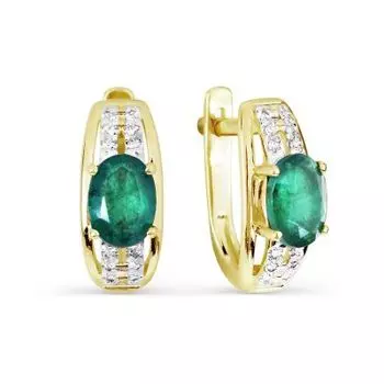 Серьги с изумрудами и бриллиантами Линии Любви