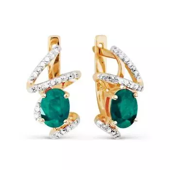 Серьги с изумрудами и бриллиантами Линии Любви