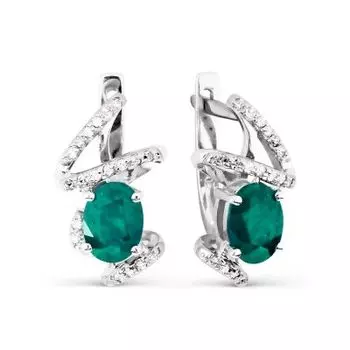 Серьги с изумрудами и бриллиантами Линии Любви