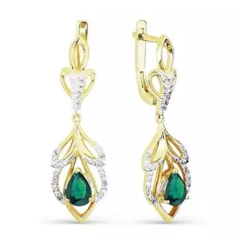 Серьги с изумрудами и бриллиантами Линии Любви