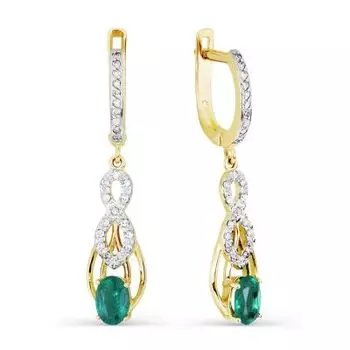 Серьги с изумрудами и бриллиантами Линии Любви