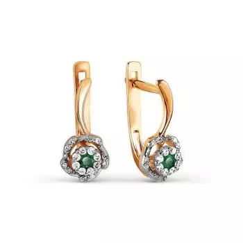 Серьги с изумрудами и бриллиантами Линии Любви