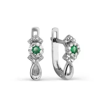 Серьги с изумрудами и бриллиантами Линии Любви