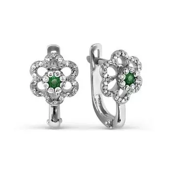 Серьги с изумрудами и бриллиантами Линии Любви