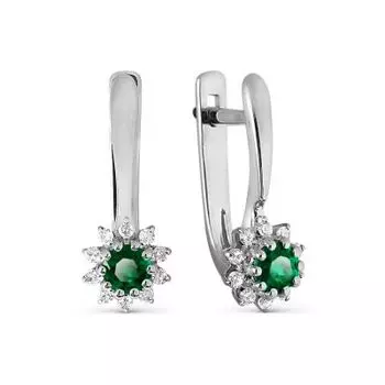 Серьги с изумрудами и бриллиантами Линии Любви