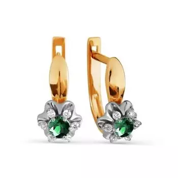Серьги с изумрудами и бриллиантами Линии Любви
