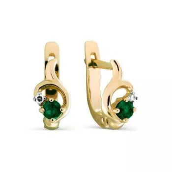 Серьги с изумрудами и бриллиантами Линии Любви