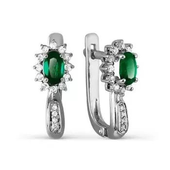 Серьги с изумрудами и бриллиантами Линии Любви