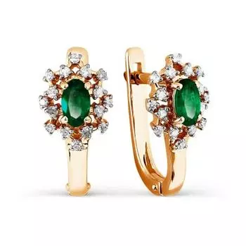 Серьги с изумрудами и бриллиантами Линии Любви
