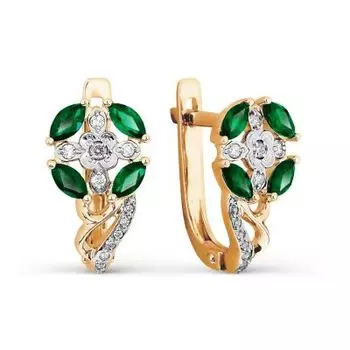 Серьги с изумрудами и бриллиантами Линии Любви