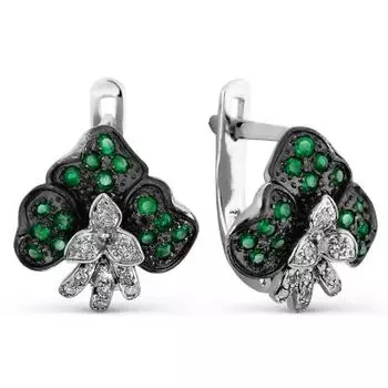Серьги с изумрудами и бриллиантами Линии Любви